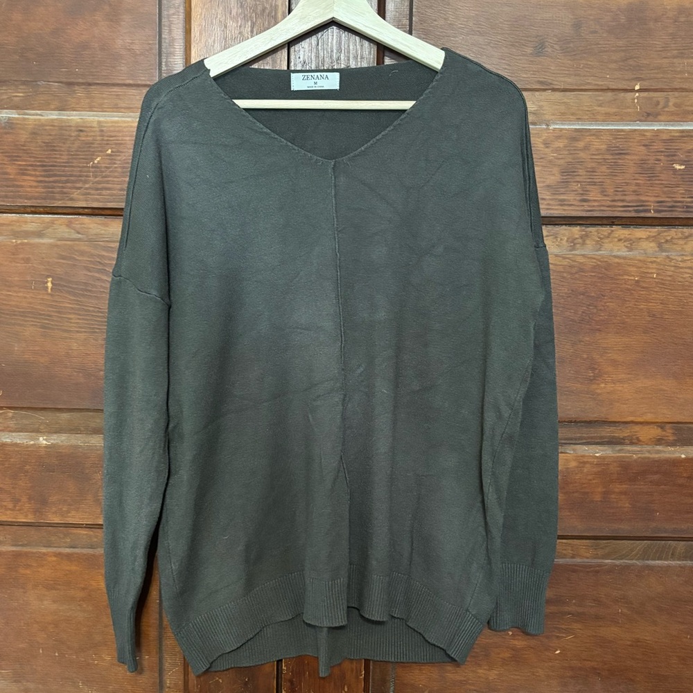 Olive V-neck Sweater
